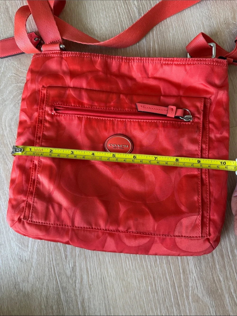Coach Red Signature Nylon Crossbody Pouch